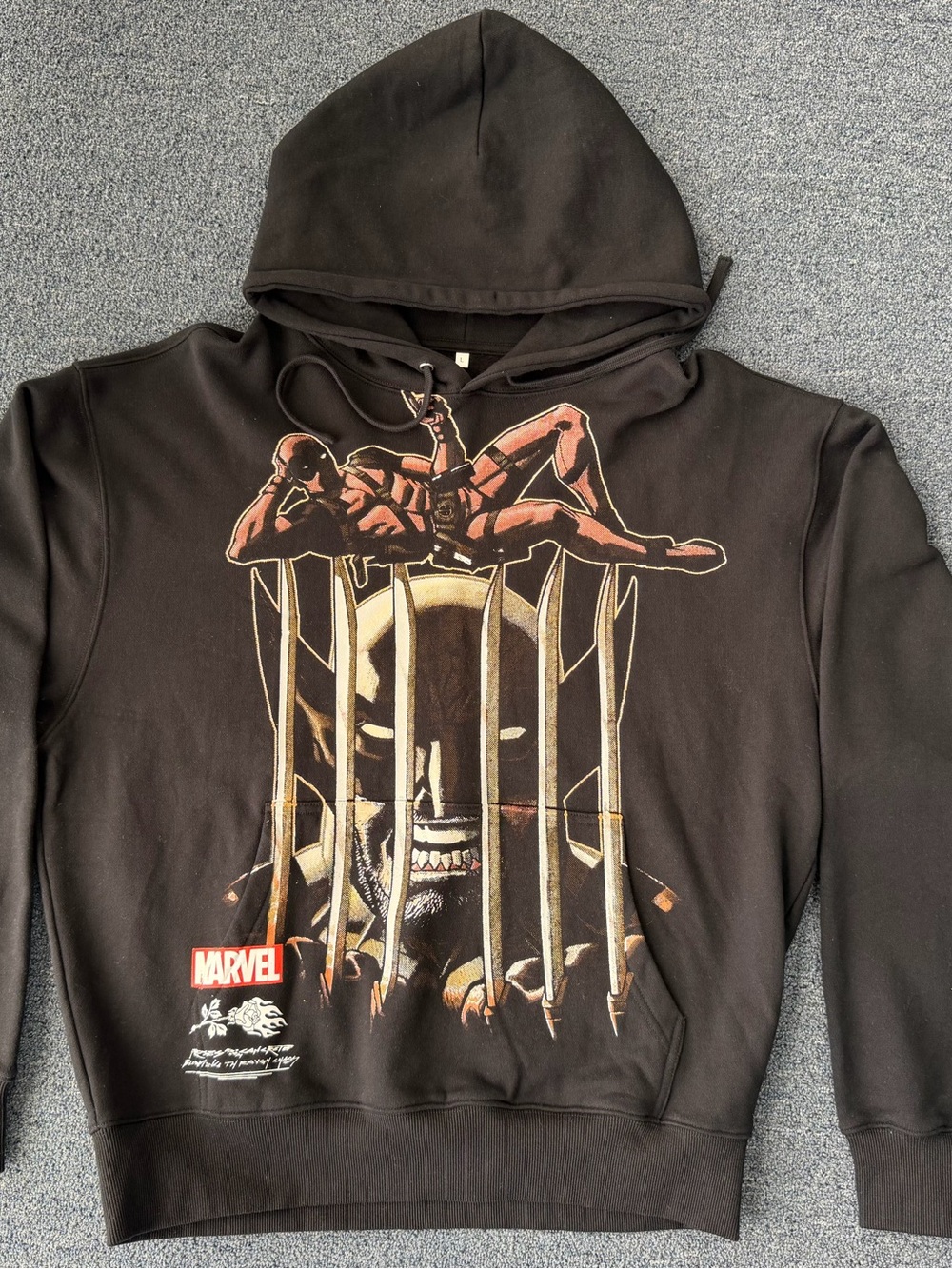 Marvel Black Graphic Zip-Up Hoodie with Red and Cream Accents